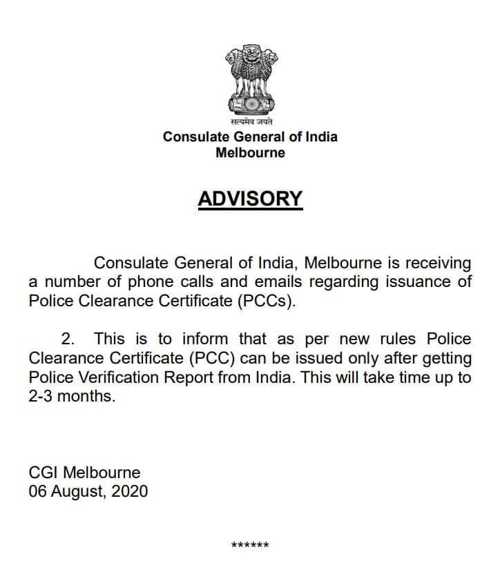 A significant delay in obtaining the Indian Police Clearance Certificate (PCC) has been reported