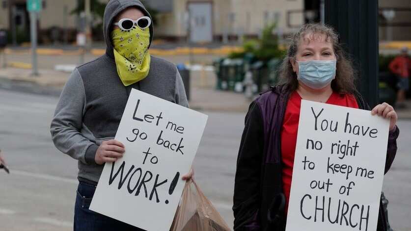 Texas protesters rally against the state's coronavirus lockdown.