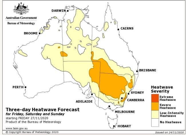 Heatwave map to hit Australia