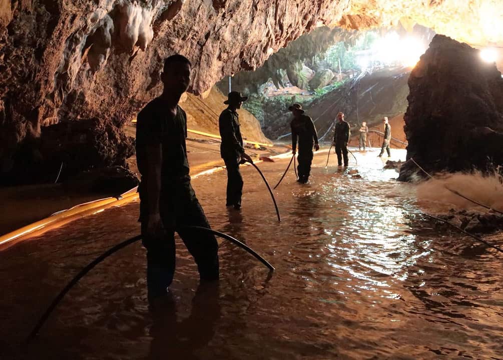 Thai military personnel inside the cave complex.