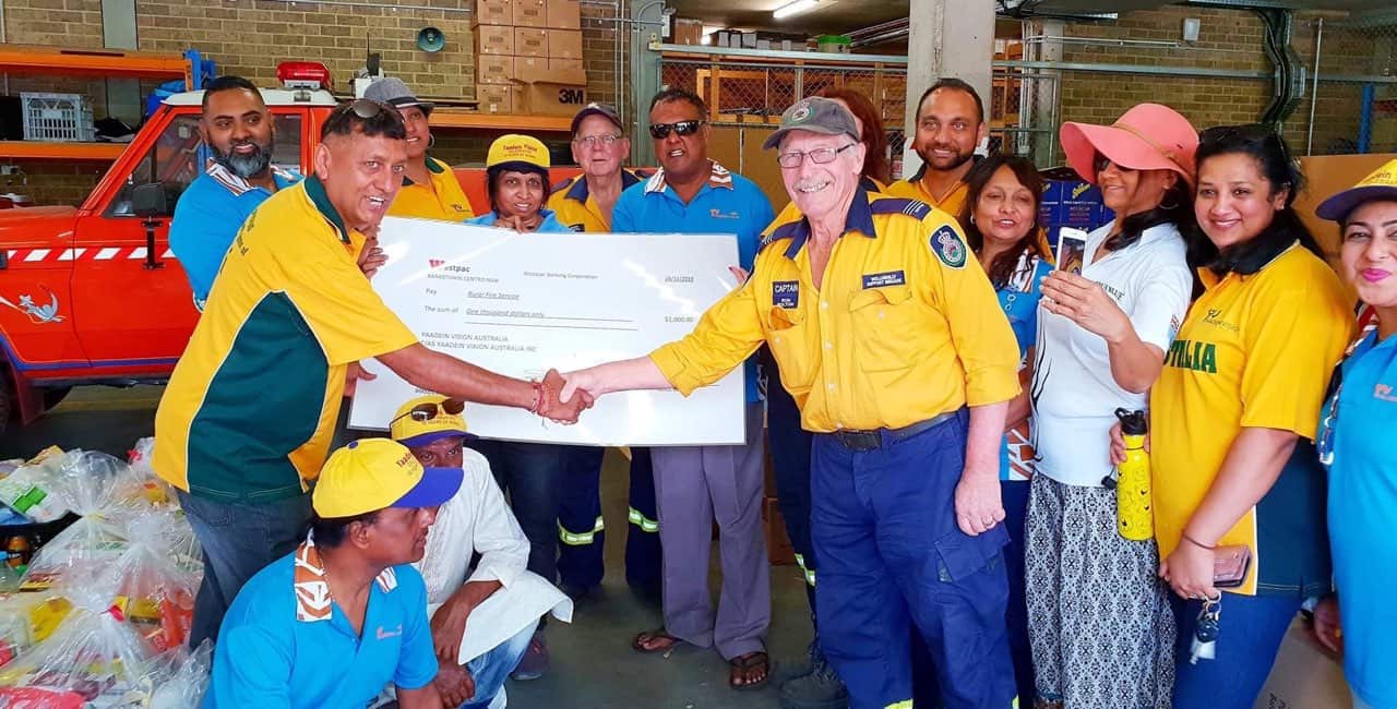 Handing over a cheque