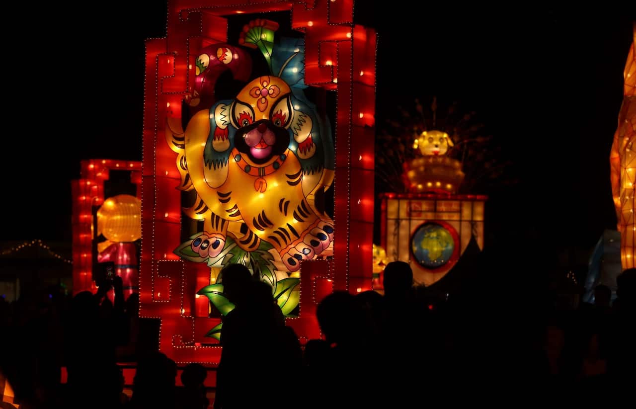 Sydneysiders enjoy lanterns and decorations to celebrate the Chinese New Year during a Lantern Festival at Tumbling Park