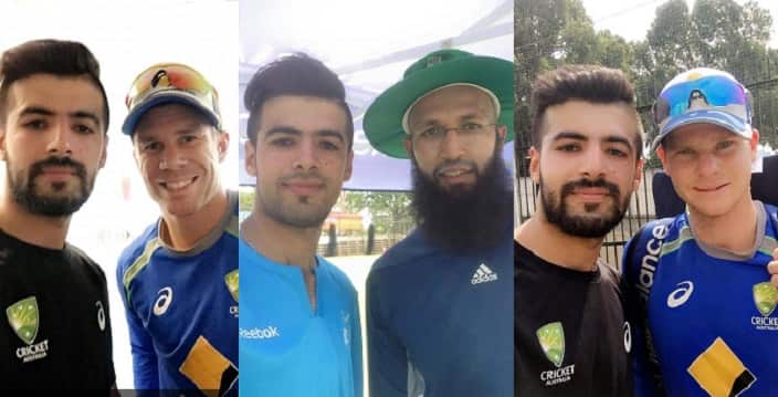 Leg spinner Arsalan Khan with international cricketers