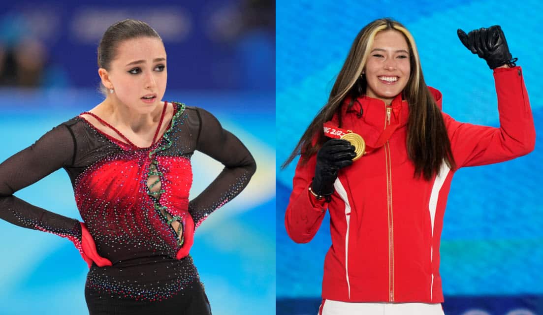 La pattinatrice russa Kamila Valieva e Gu Ailing, sciatrice freestyle statunitense con cittadinanza cinese.