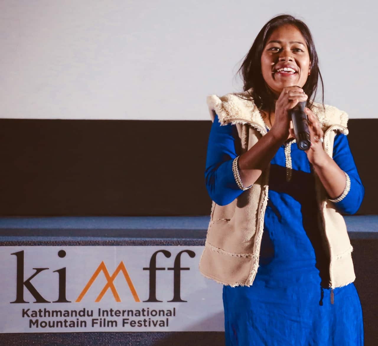 Belmaya Nepali after her film screening at Kathmandu International Mountain Film Festival at Kathmandu, Nepal in 2017.