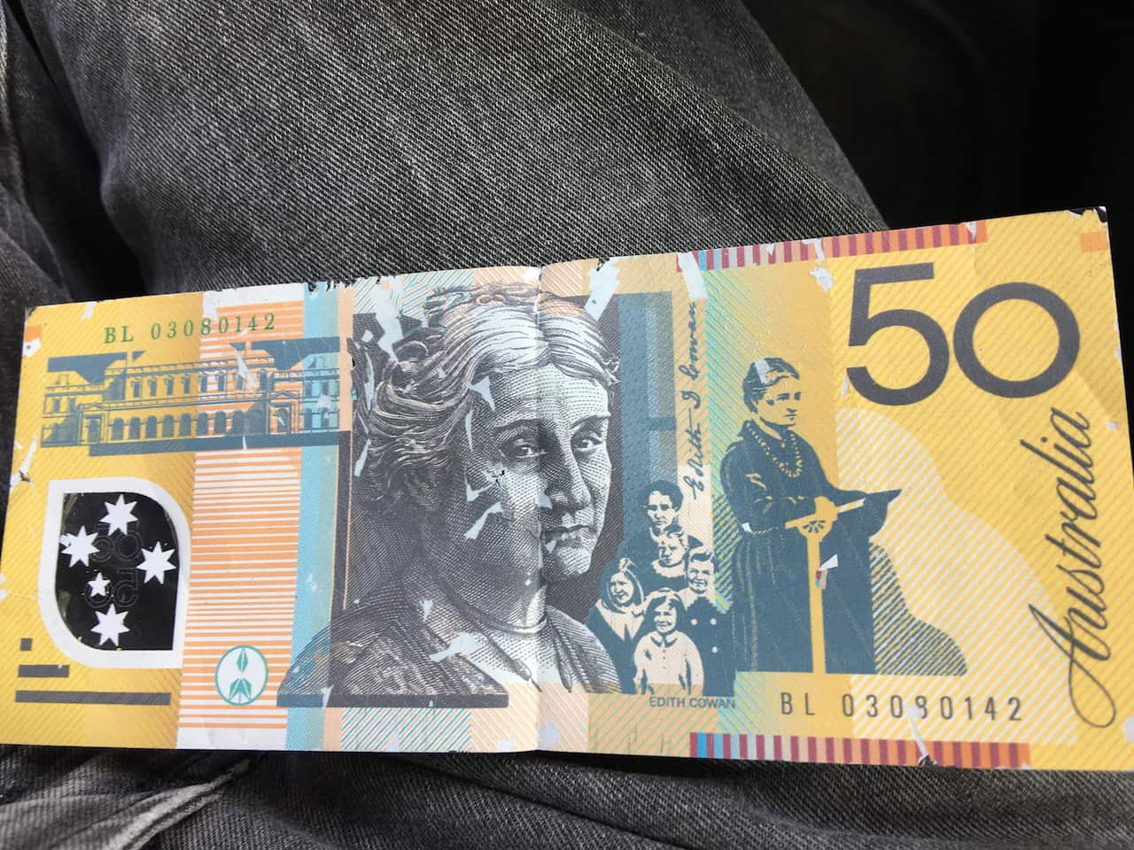 The other side of the $50 note which was rejected as counterfeit