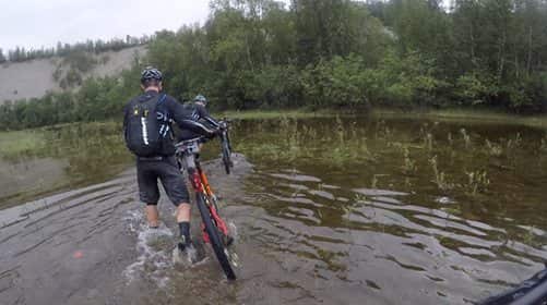 River crossing on mountain bike