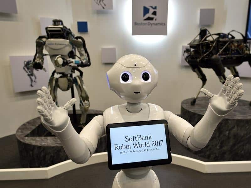 Humanoid robot Pepper welcomes visitors