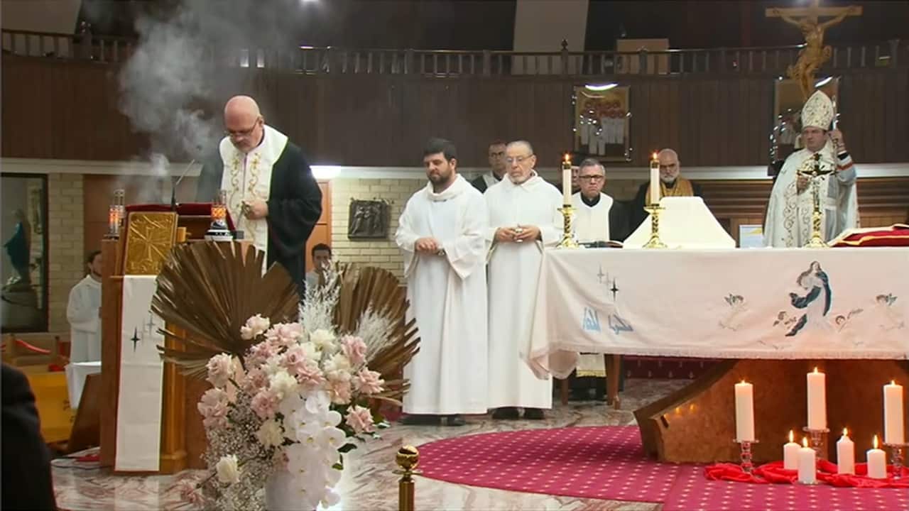 Service at Our Lady of Lebanon Maronite Church in Western Sydney remembers the victims of the Beirut blast earlier this week