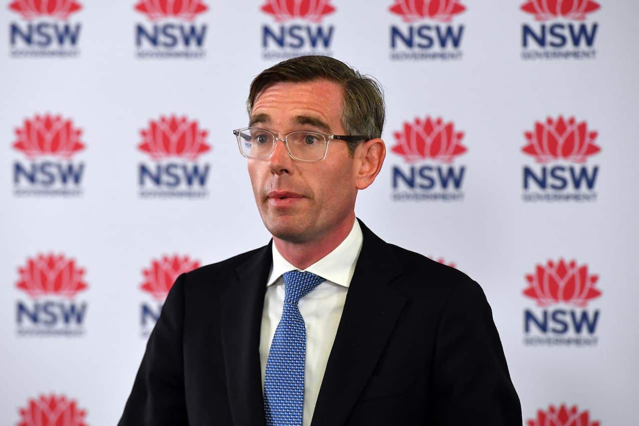 NSW Premier Dominic Perrottet speaks to the media