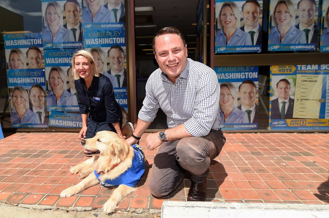 Brisbane City Council Lord Mayor Adrian Schrinner (right) and his representative for Deagon, Kimberley Washington.