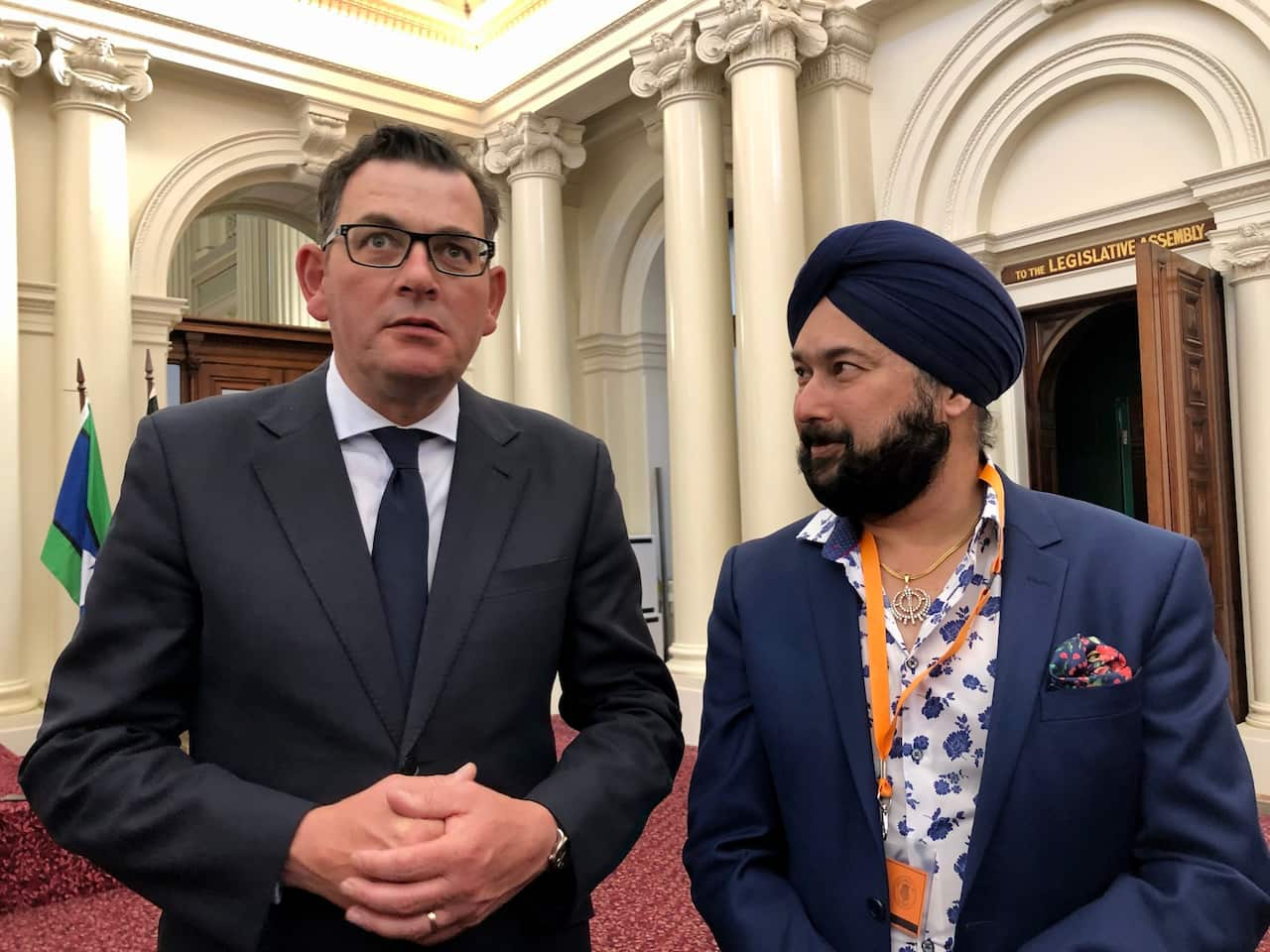 Premier Daniel Andrews with Luckee Kohli of AISG