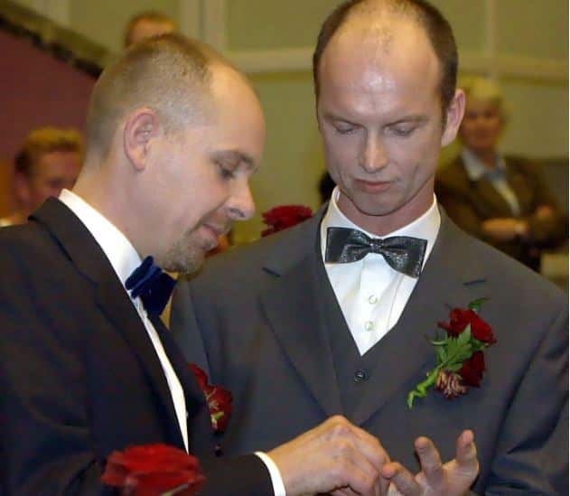 Gert Kasteel, left, and Dolf Pasker become one of the first same-sex couples in the world to wed on April 1, 2001.
