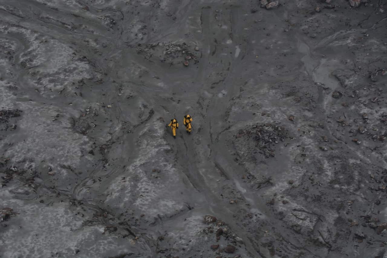 Rescue and search team on the ground on Friday.