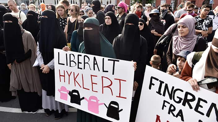 Demonstrations in Denmark against ban on niqab