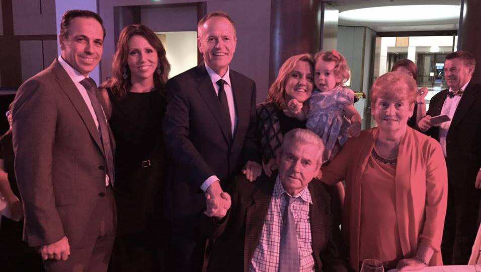 Maria Dimopoulos with her family and the Leader of the Opposition Bill Shorten