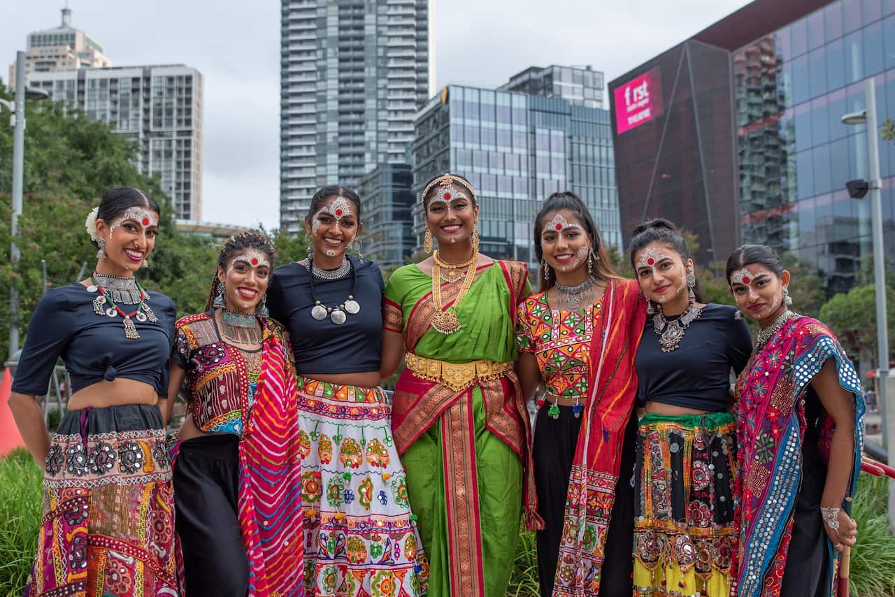 Members of Bindi Bosses, a South Asian Performing Arts company in Australia.