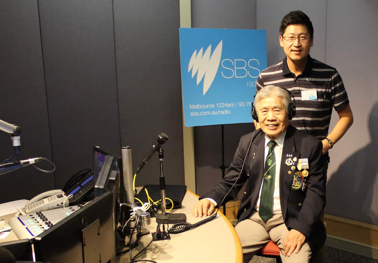 Dongup Kim and his son Jaeyol Kim at SBS studio