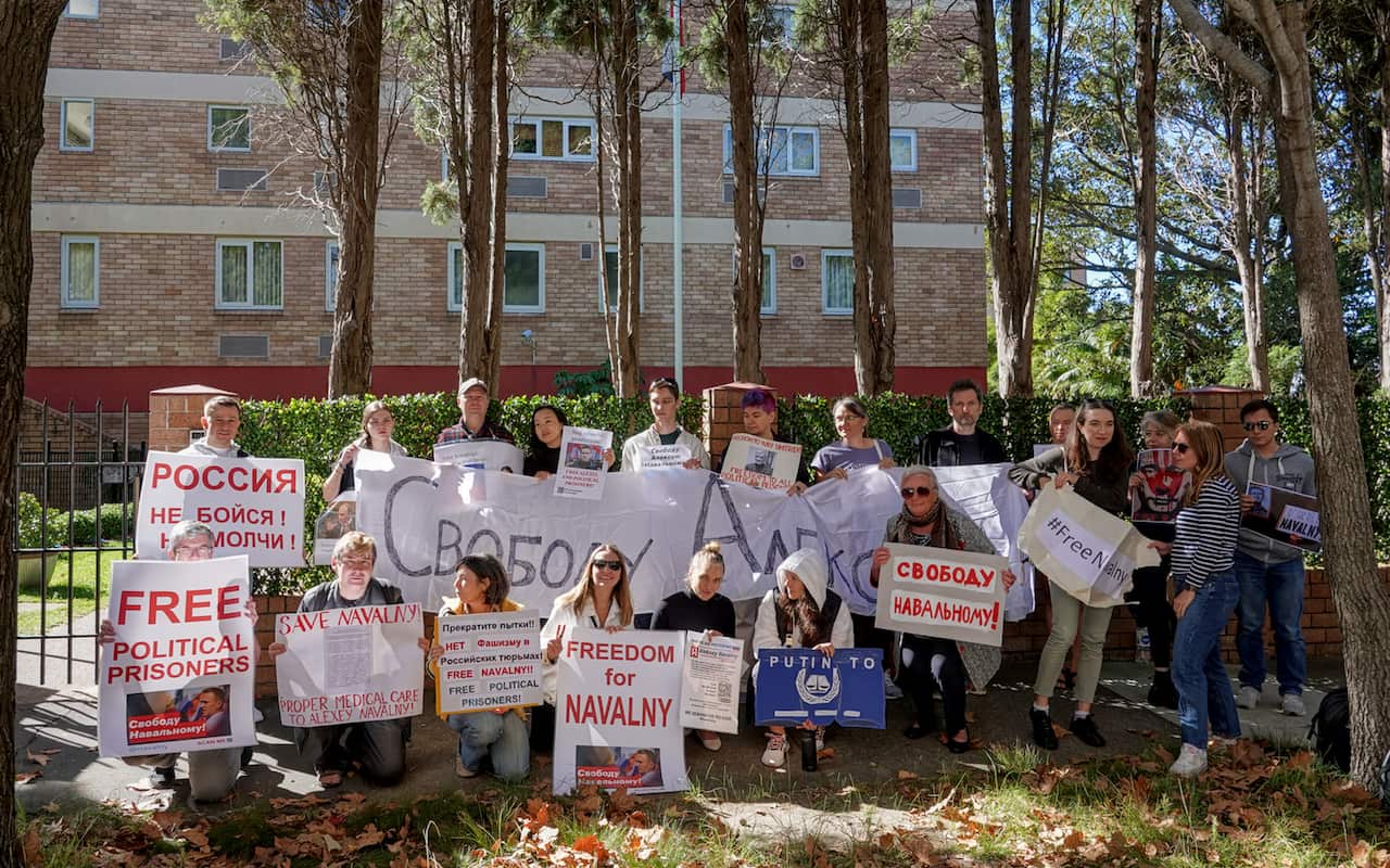 Protests in support of Alexei Navalny in Sydney