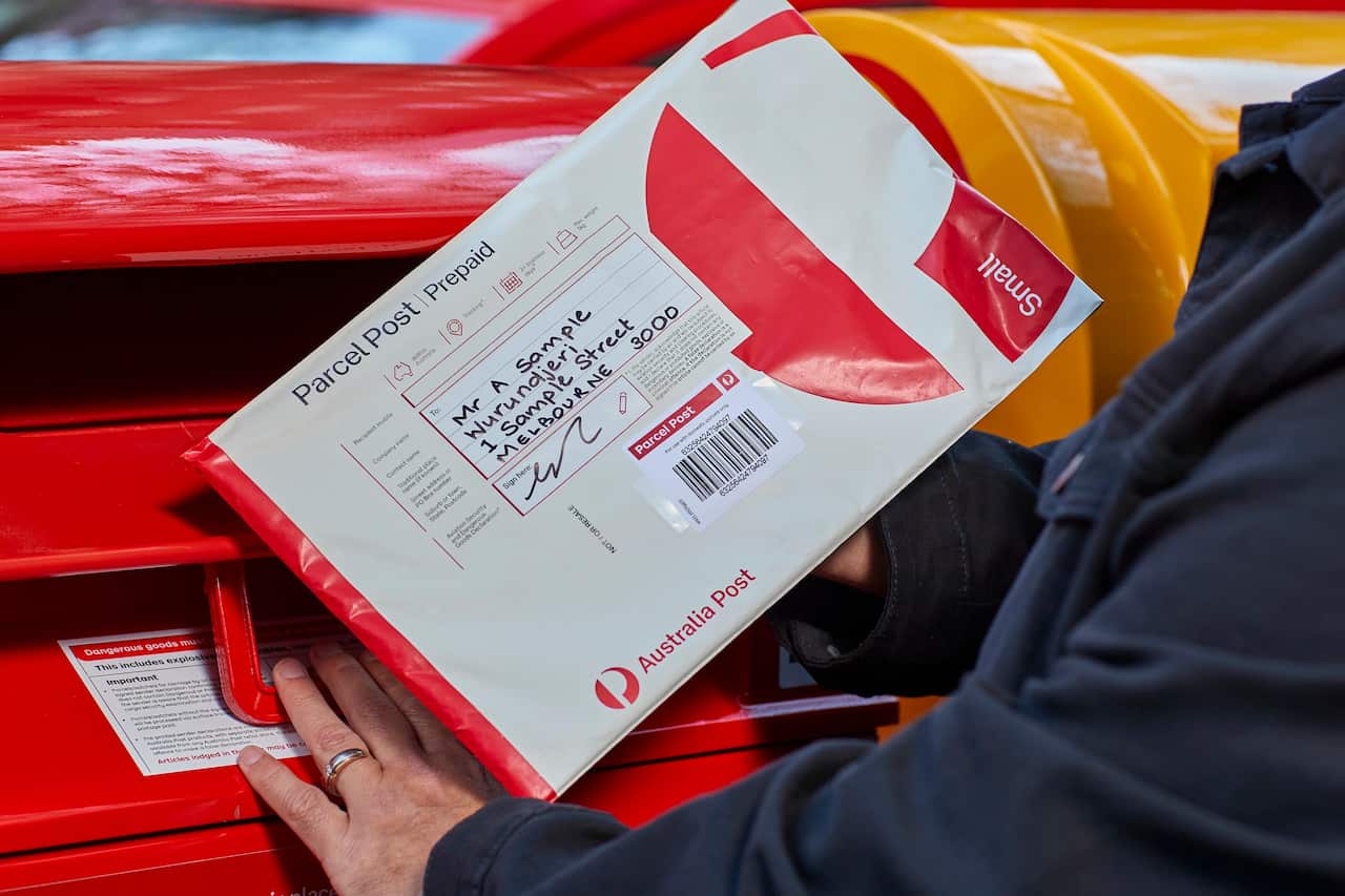 A sample of what the new Australia Post parcels and satchels will look like when using their mailing service. 