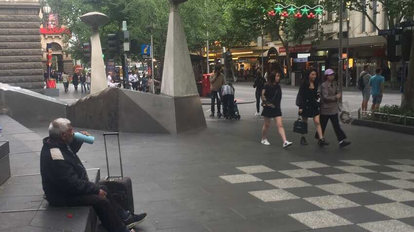  A man being alone in the city in Melbourne, Dec 2019.