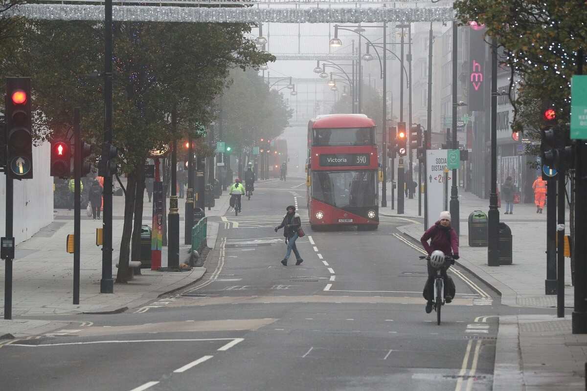 A quiet Oxford Street in London, at the start of a four week national lockdown for England.