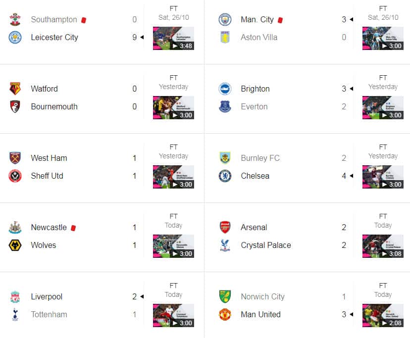 Round 10 EPL 