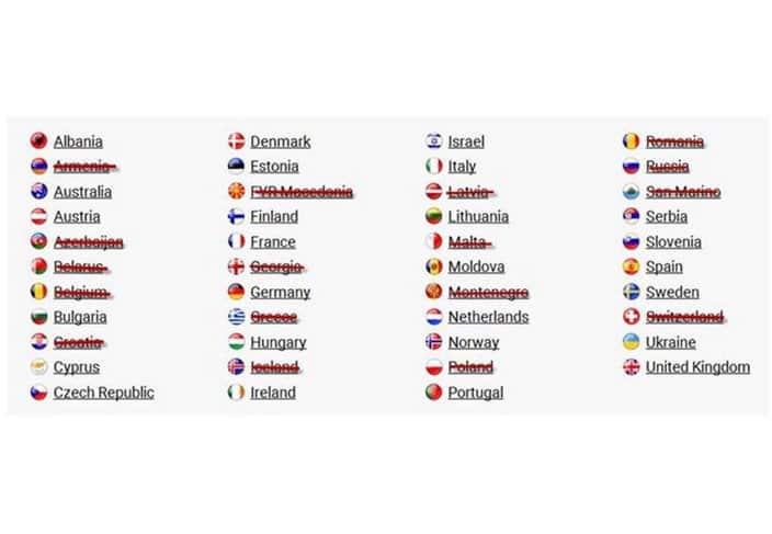 Eurovision finalists, 2018