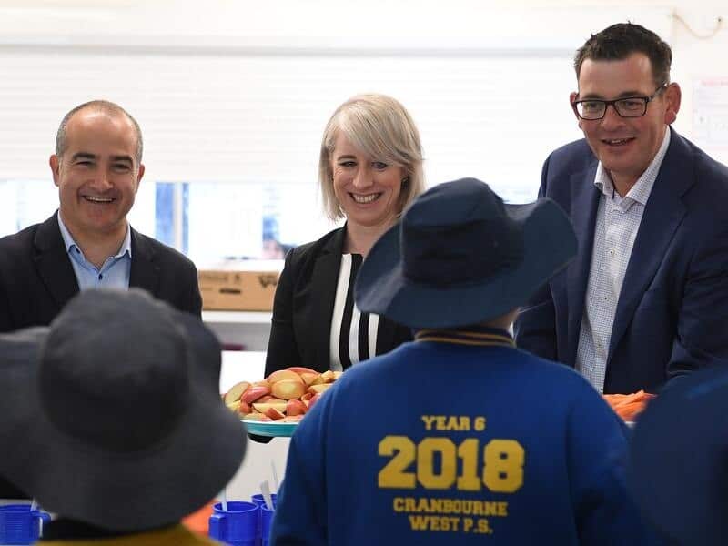 Vic Education Minister James Merlino, Catherine and Daniel Andrews