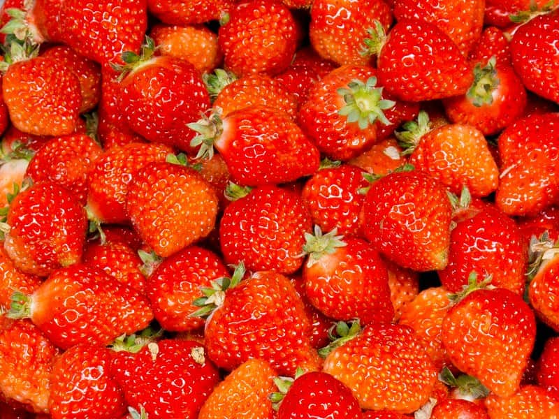 Strawberries in a fruit shop