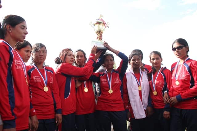Nepal's winning team in 2014 against the UK