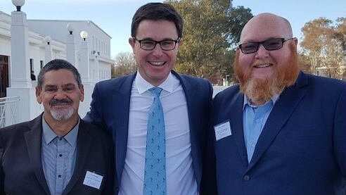 NBAN Chair Fred Hooper with Federal Minister for Agriculture and Water David Littleproud and MLDRIN Chair Rene Woods. Old Parliament House 29/06/18.