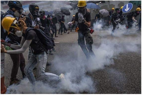 Violent Crashes between Police and Protesters AAP