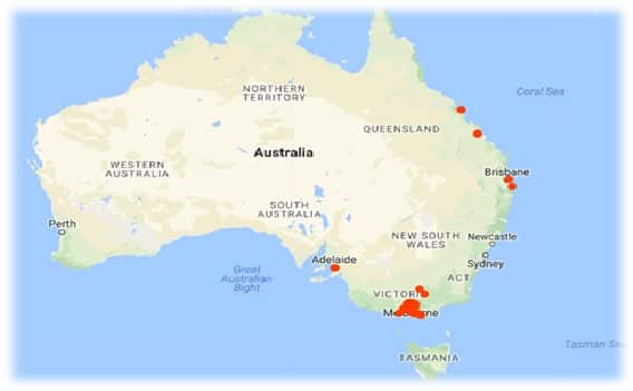A Google map of places visited (Supplied)