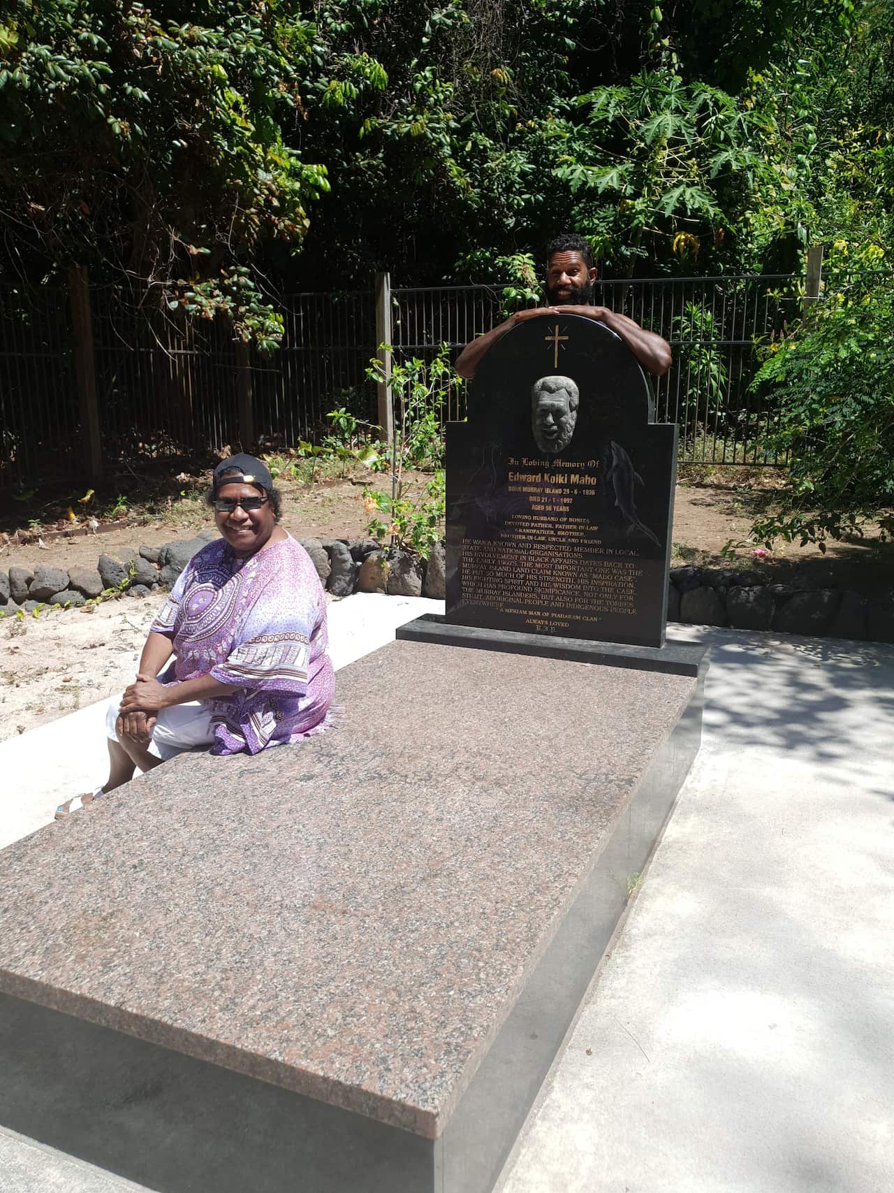 Kaleb and his mother Gail Mabo returned to the grave site of Eddie Mabo on Mer in the Torres Strait.