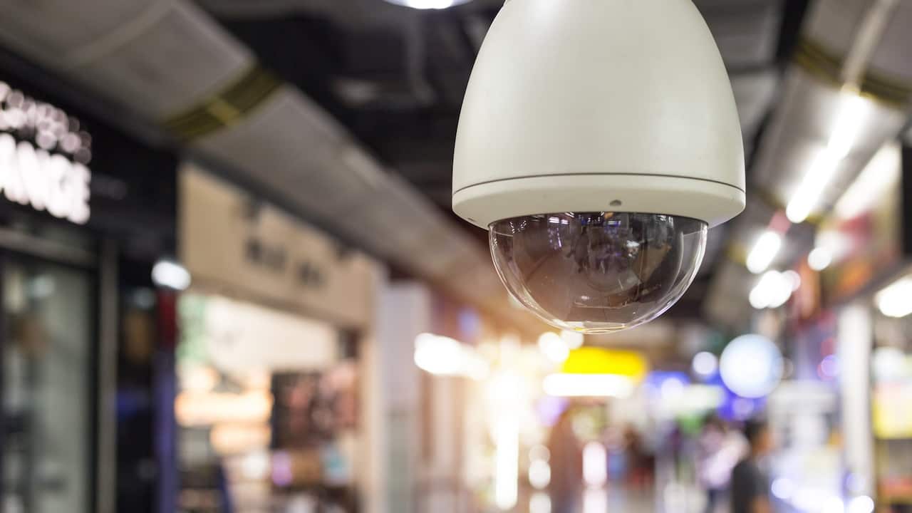 CCTV,CCTV security guard in the mall building.