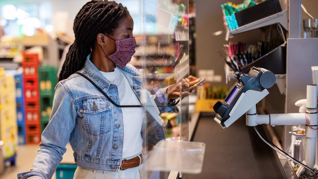 Woman at checkout