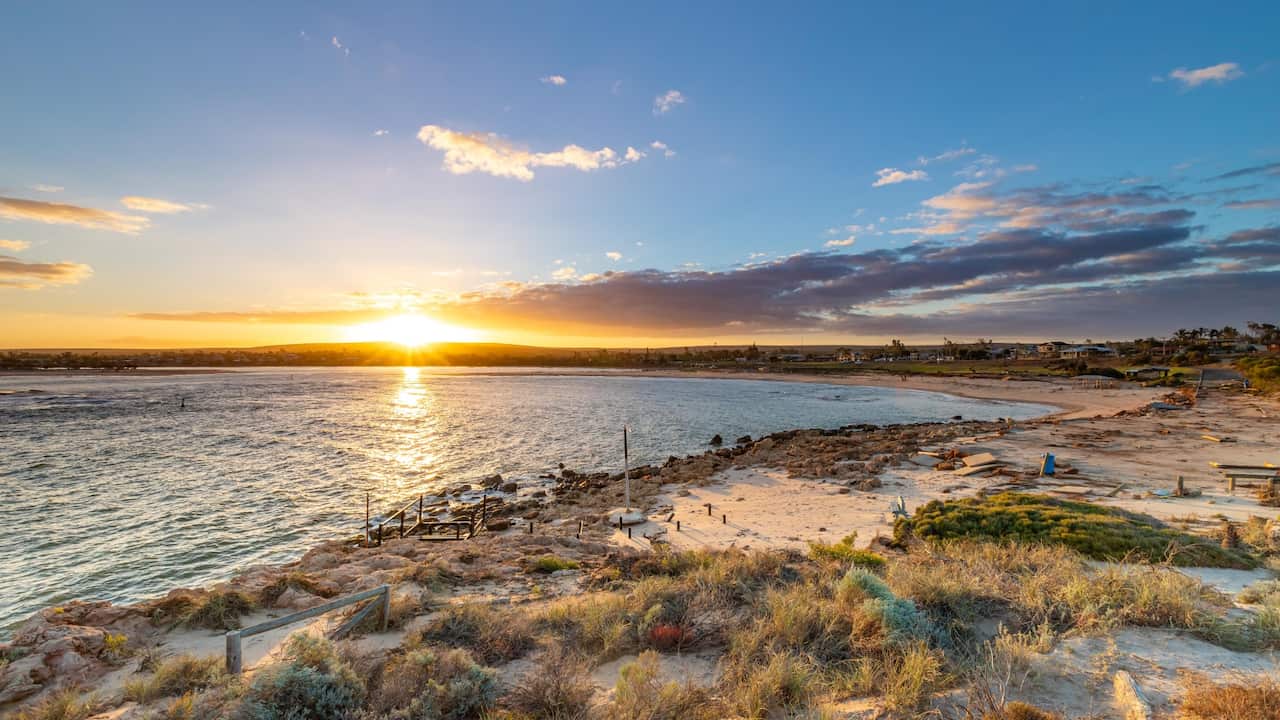 Sunrise over Kalbarri on April 13, 2021 in Kalbarri, Australia. The tourist town of Kalbarri on Western Australia's mid-west coast was hit by cyclone Seroja on Sunday 11 April