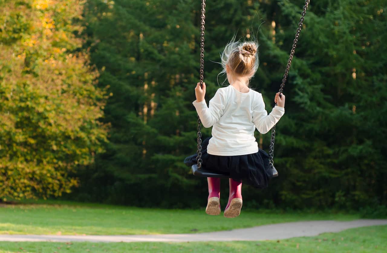child playing swing outdoor