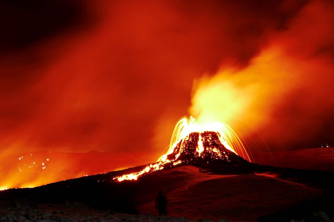 volcano erupting