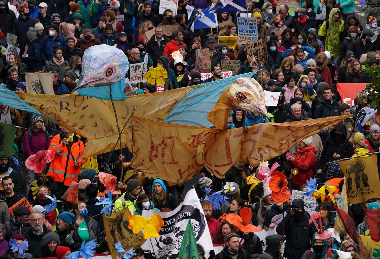 Protesters take part in a rally organised by the Cop26 Coalition in Glasgow demanding global climate justice. Picture date: Saturday November 6, 2021.. See PA story ENVIRONMENT Cop26. Photo credit should read: Andrew Milligan/PA Wire