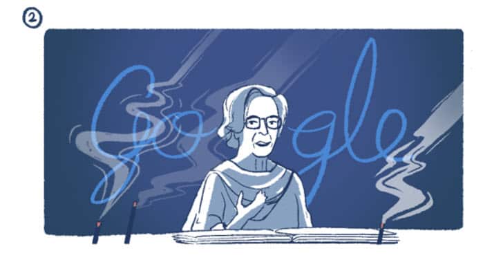 An earlier doodle created for Amrita Pritam's 100th birthday