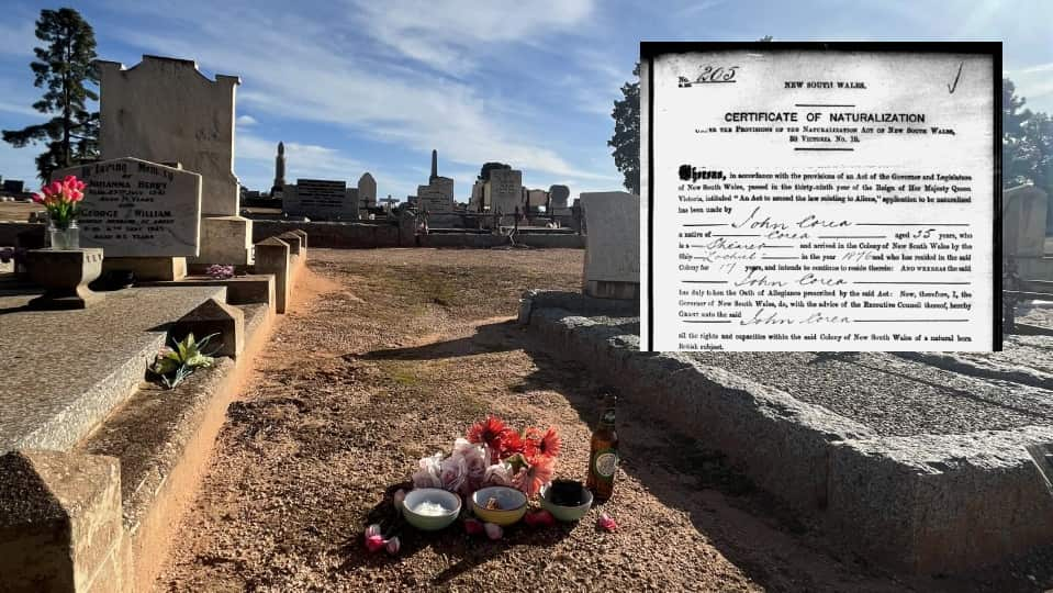 John Corea’s gravesite at Nichols Point Cemetery, Mildura.