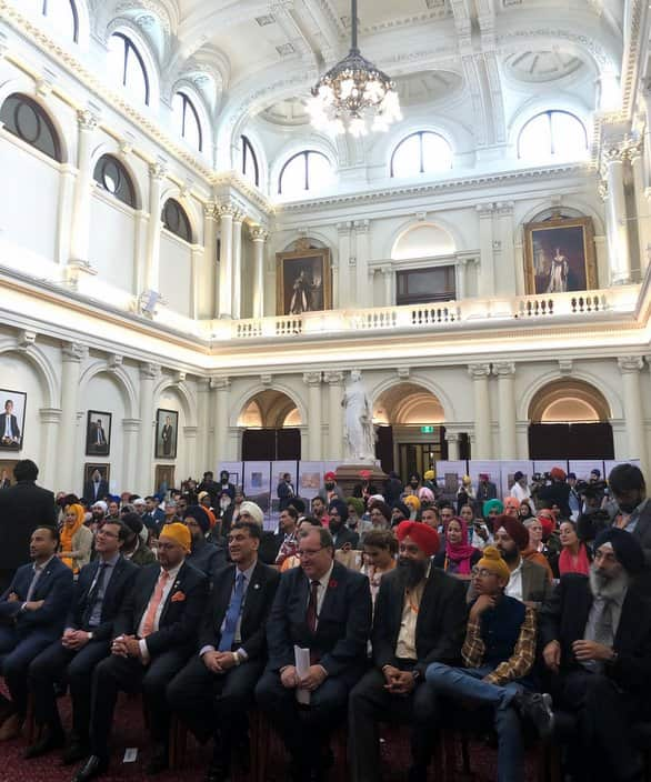 Harinder Singh, front row (first from right), at Victorian Parliament House, Melbourne