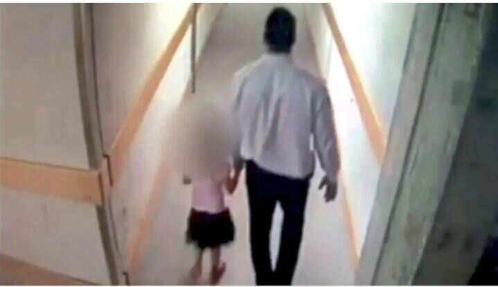 CCTV captured Al Bayati while holding the child's hand down the stairs in the chopping centre