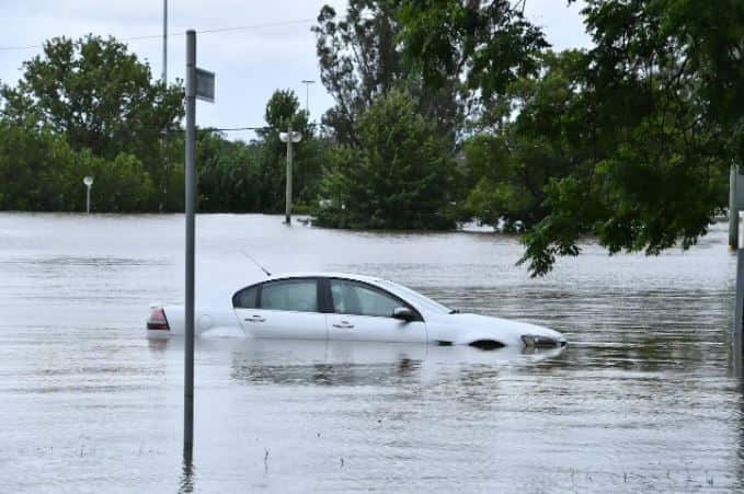 Flooded Argyle Street at the Camden Bowling Club in Camden in Sydney on Tuesday 8 March 2022.