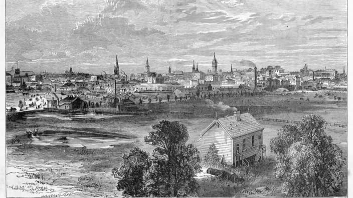 General view of Melbourne, Victoria.         Date: circa 1870