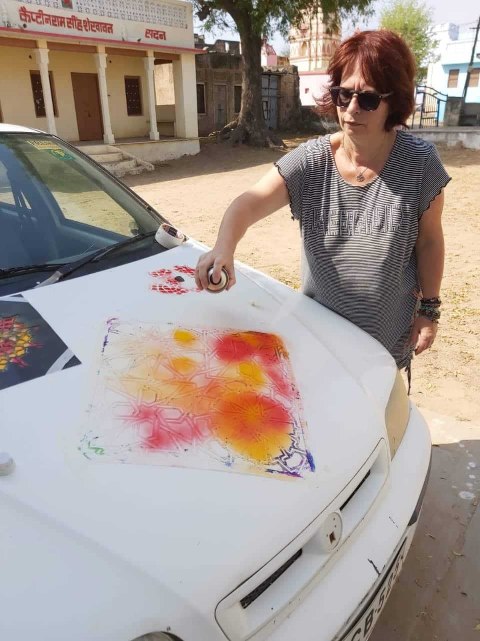 Amita De Alesandro at work in a village of Rajasthan