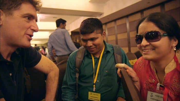 Pankaj talks to reporter Marcel Theroux and Lata, a woman he meets at the matchmaking event. Pankaj (centre) talks to reporter Marcel Theroux and Lata, a woman he meets at the matchmaking event.