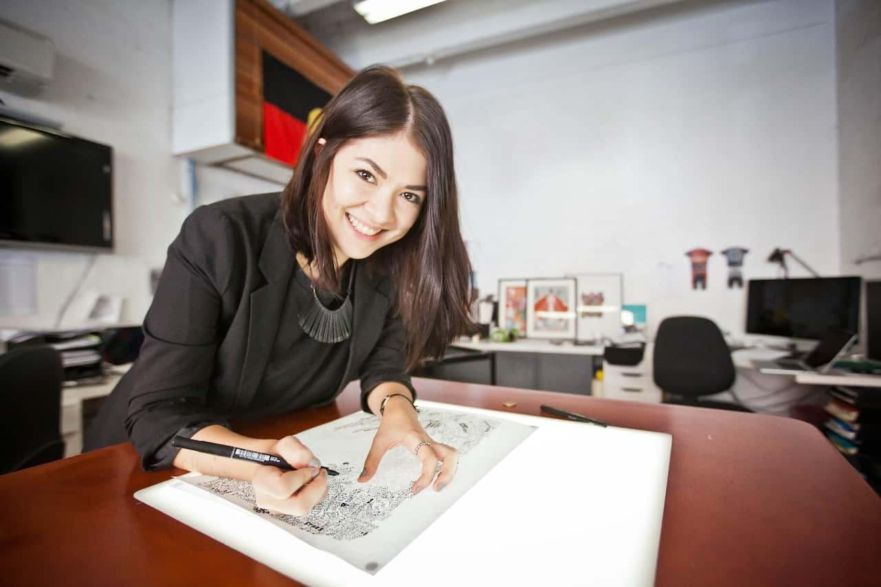 Jenna Lee in Gilimbaa studio.
